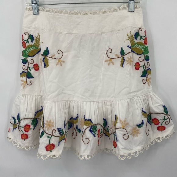 Farm Rio Pitanga Embroidered Mini Skirt Bohemian Floral Tropical Size Medium - Picture 4 of 10